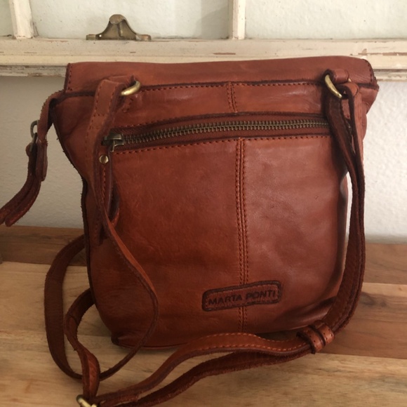 Marta Ponti Portugal Genuine Leather Handbag Crossbody Adjustable Strap - Picture 3 of 13